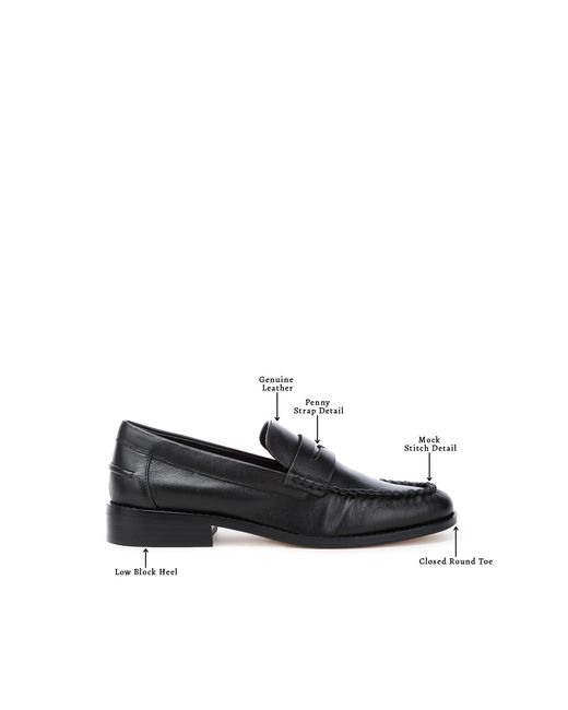 Rag & Co Black Plavia Genuine Leather Loafers