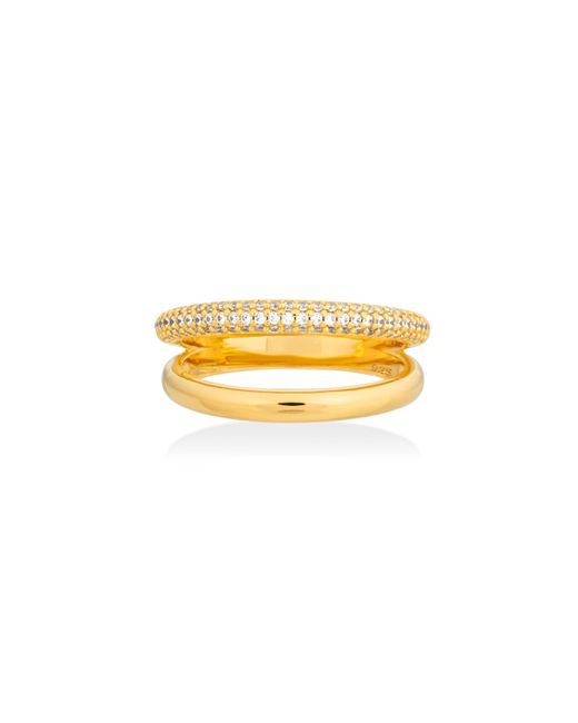 Shabella Nyc White Thin Pave Dual Ring