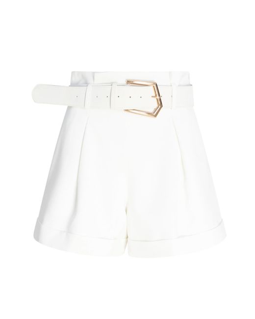 Circular Path White Buckle Shorts