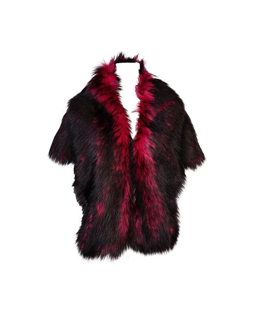 Jennafer Grace Red Sangre Faux Fur Shawl