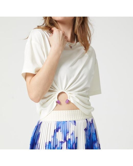 Lalipop Design White Ring-Embellished T-Shirt