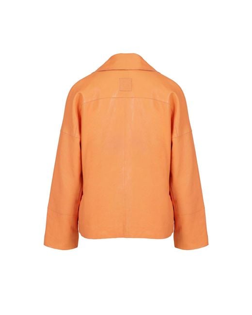 Freaky Nation Orange Oversized Leather Blazer Jacket