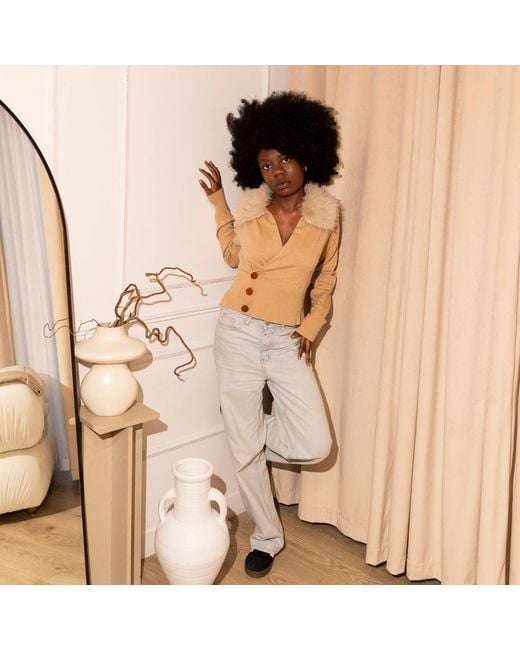 The Gt Atelier Natural Neutrals Fur-Collar Sweater