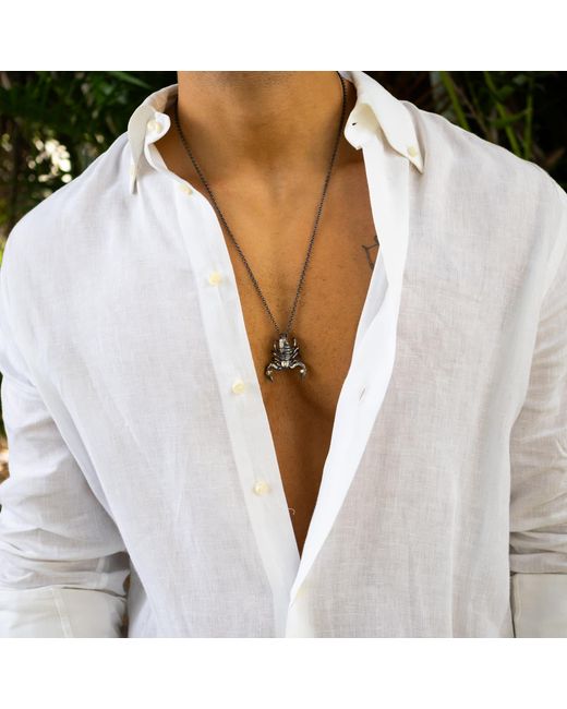 Ebru Jewelry Metallic Scorpion Guardian Sterling Necklace for men