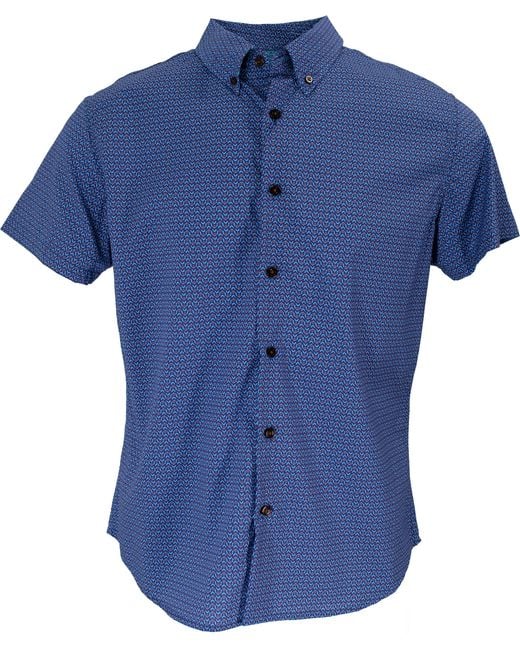 Lords of Harlech Tim Turtle Geo Shirt In Blue for men