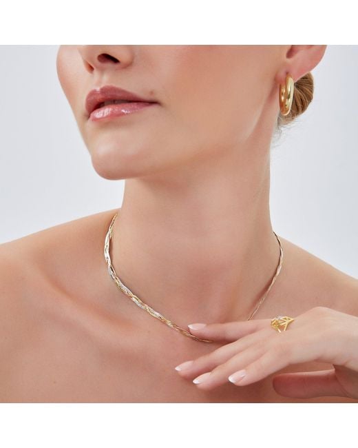 Spero London Metallic Rose Rose & Spiral Sterling Flat Necklace