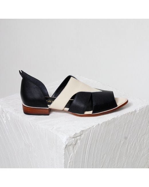 Mafalda Black Agatha Two-Tone Peep-Toe Sandals