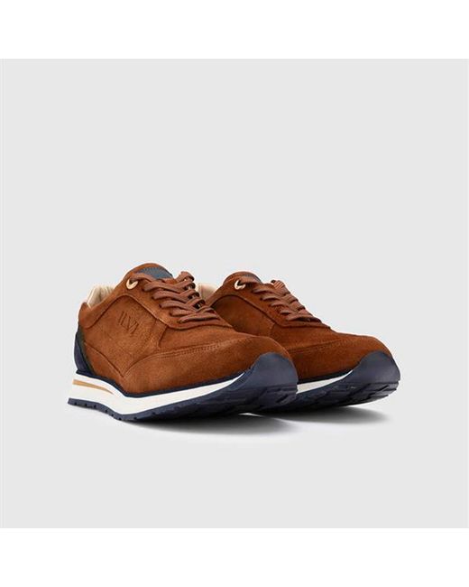 Ilvi Brown Renat Saddle--Khaki Split Suede Leather Sneaker for men