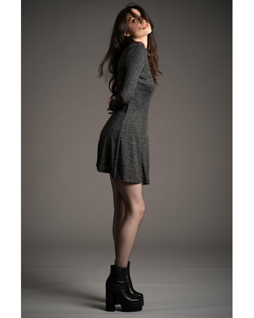 Little Lies Black Neutrals Sweet Jane Gunmetal Shimmer Mini Dress