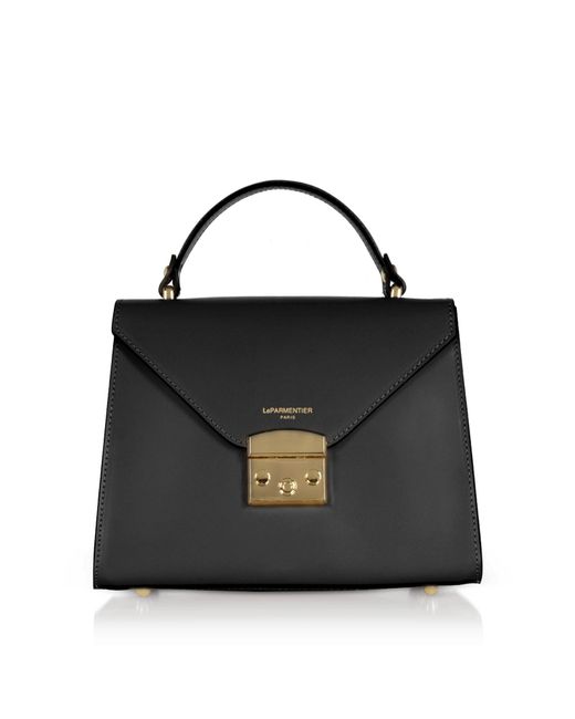 Le Parmentier Black Peggy Leather Top Handle Satchel Bag