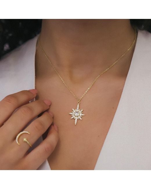 Luna Charles Metallic Heidi North Star Birthstone Necklace Plated April