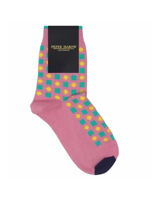 Peper Harow - Made in England Blue Diamonds Socks