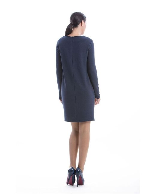 Conquista Blue Straight Long Sleeve Dress