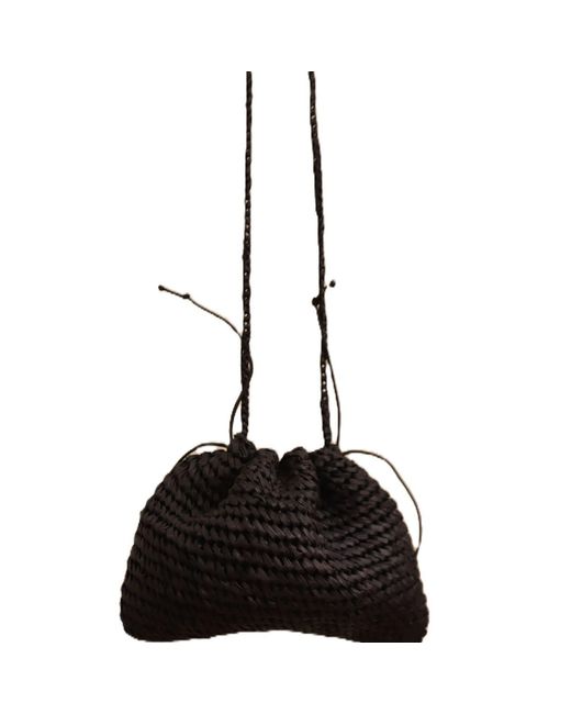 Springmoonatelier Black Handmade Raffia Shoulder And Crossbody Bag – Chic And Elegant