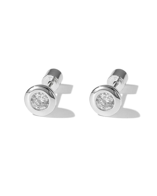 Classicharms Metallic Aurora Bezel Set White Clear Solitaire Stud Earrings