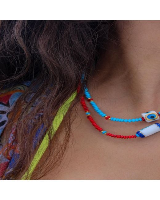 1610Istanbul Metallic Santorini Coral Necklace