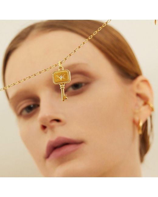 Cote Cache Metallic Cote Cache Key Pendant Chain Necklace