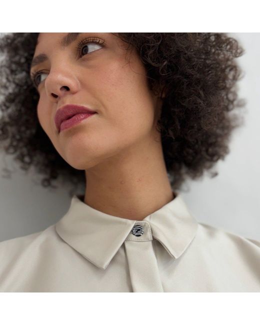 London Atelier Byproduct Gray Neutrals Bias Lantern Oversize Shirt