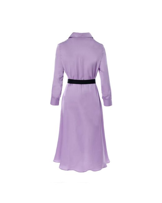 AVENUE No.29 Purple Midi Shirt Dress With Leather Belt