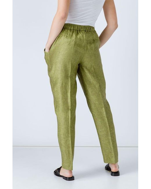 Conquista Green Linen Drawstring Pants
