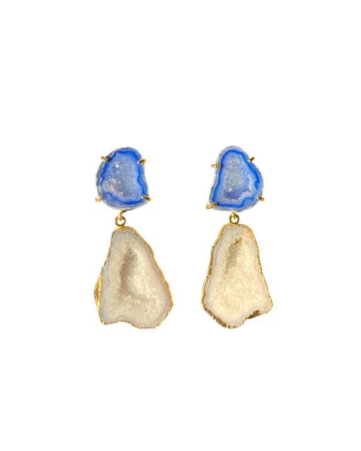 Magpie Rose Blue Cocktail Earrings