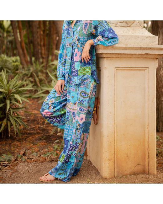 Introvertie VIENNA Blue Johnny Silk Palazzo Pants