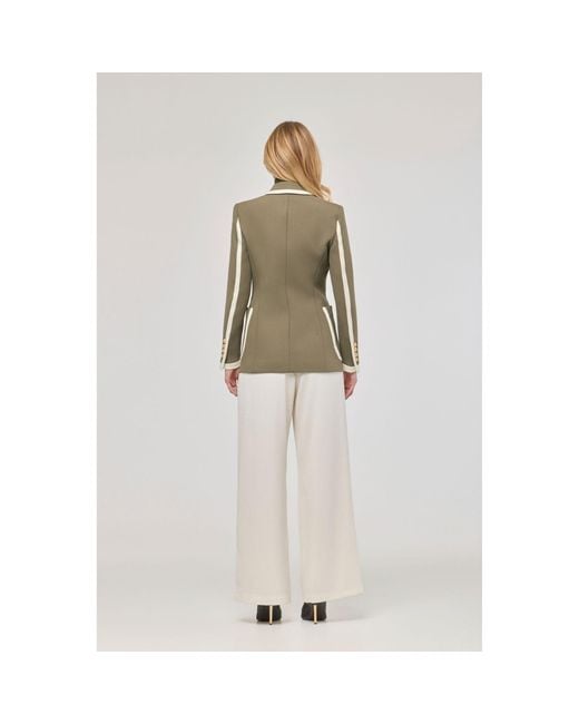 The Extreme Collection Green Blazer With Contrast Piping Laurent