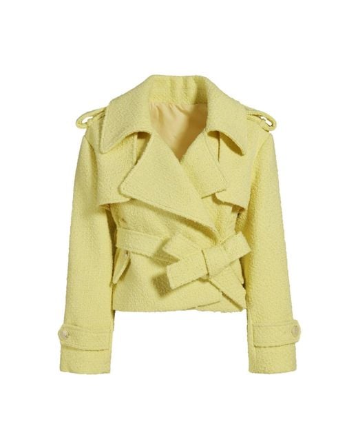 Hortons England Yellow Tweed Boucle Cropped Jacket