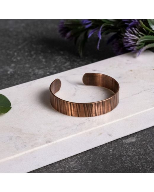 Anatoliacraft Brown Dark Copper Textured Cuff Bracelet for men