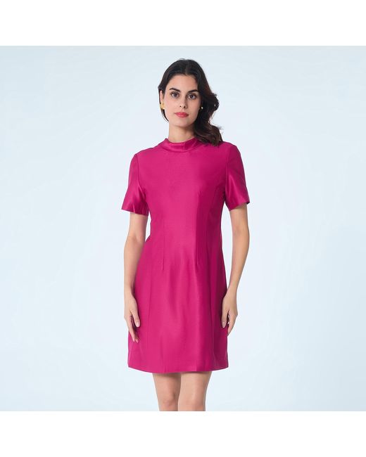 Smart and Joy Pink Taffeta Sailor Collar Dress