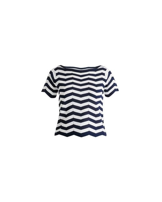 Paisie Blue Boat Neck Knit Top