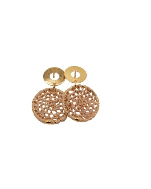 Nart Nature Making Art Metallic The Small Dreamcatcher Buriti Natural Fiber Earrings