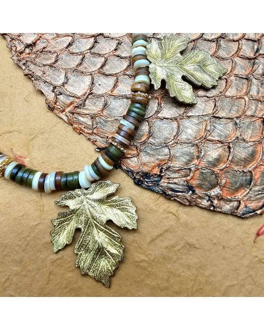 Farra Metallic Agate With Maple Leaves Statement Necklace