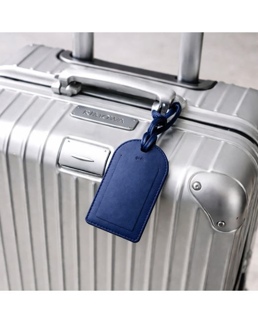 godi. Blue Handmade Full-Grain Leather Luggage Tag
