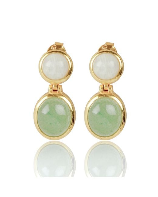 Lila Rasa Green Aventurine & Moonstone Earrings