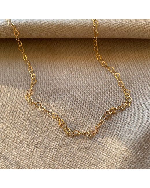 Spero London Metallic Love Heart Sterling Chain Bracelet & Necklace Set