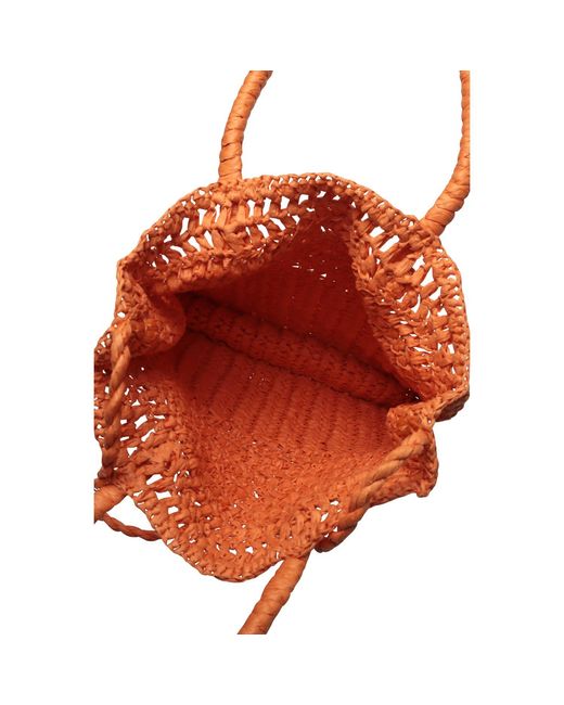 2KStyle Orange Tamuna Small Woven Raffia Tote Bag