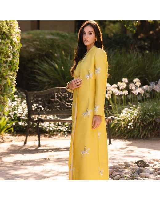 Roqaia Fashion House Yellow Horse Kaftan