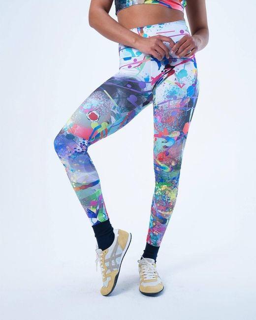 Lilia Munn Blue High Waisted Leggings –