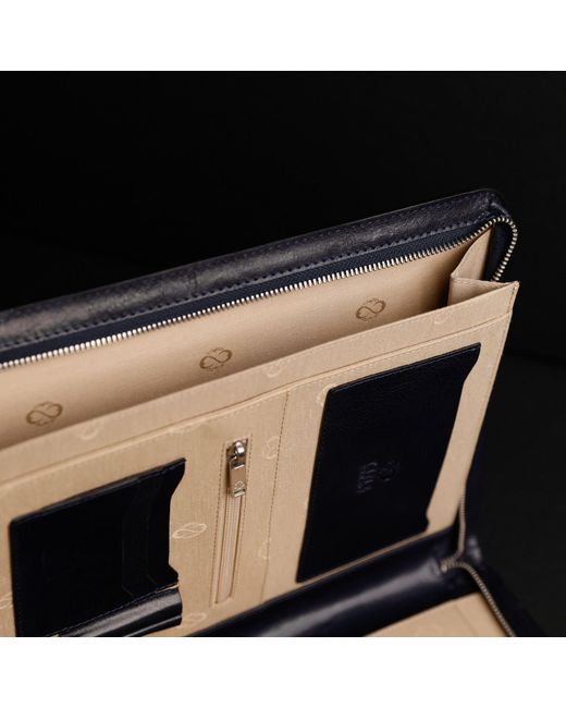 Time Resistance Blue Leather Documents Folder Organizer
