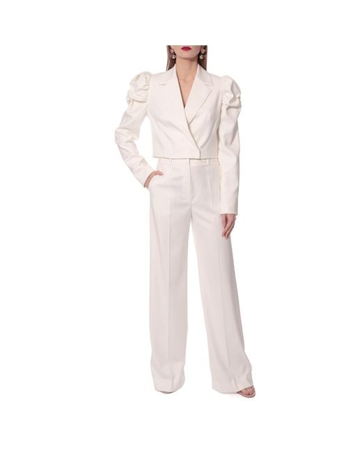 AGGI by HALEWSKI White Naya Aesthetic Short Blazer With Puffed Sleeves