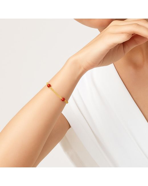 Unaloe Metallic Vermeil Mediterranean Coral Chain Bracelet For – Elegant Minimal Coral Jewelry