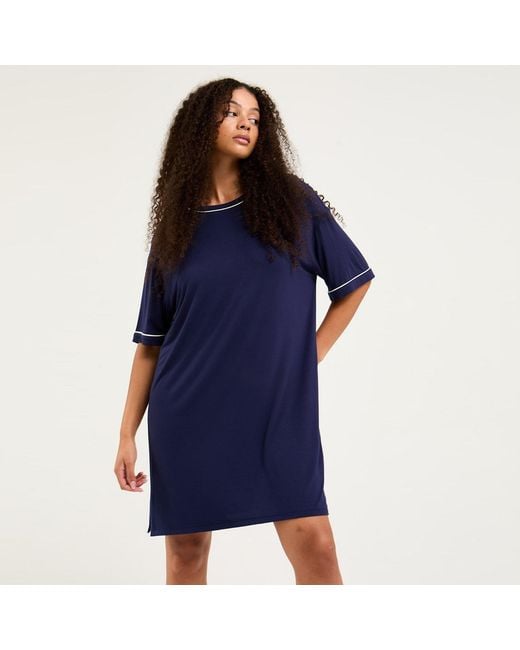 Pretty You London Blue Bamboo Classic Tee Dress