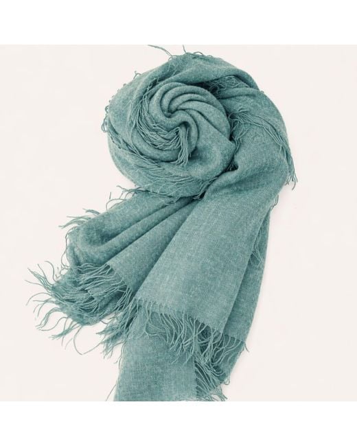 Bel Cashmere Green Cashmere Foulard With Fringes Dark
