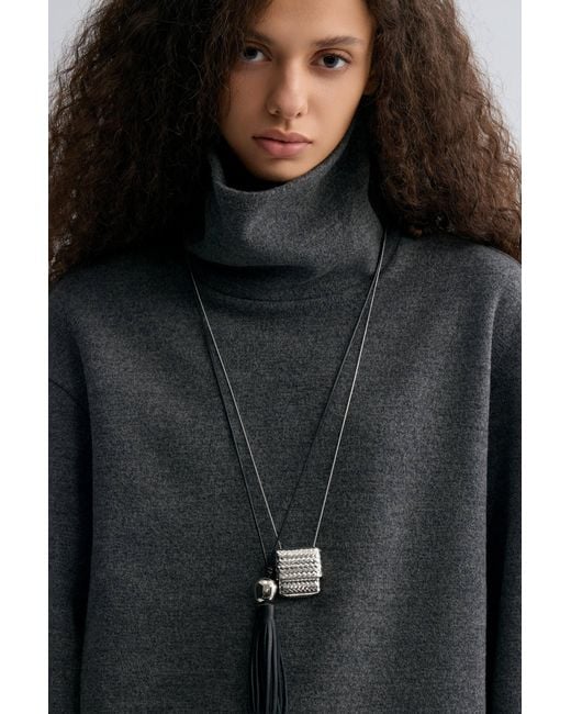 FRONT ROW SHOP White Woven-Texture Necklace