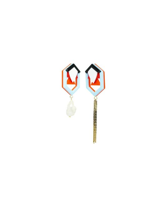 Gissa Bicalho Red Handmade Earring Geo Fish