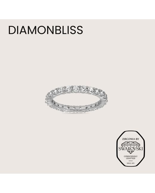 Diamonbliss Metallic Round Cut Eternity Ring With Swarovski, One And Half Carat, Plated