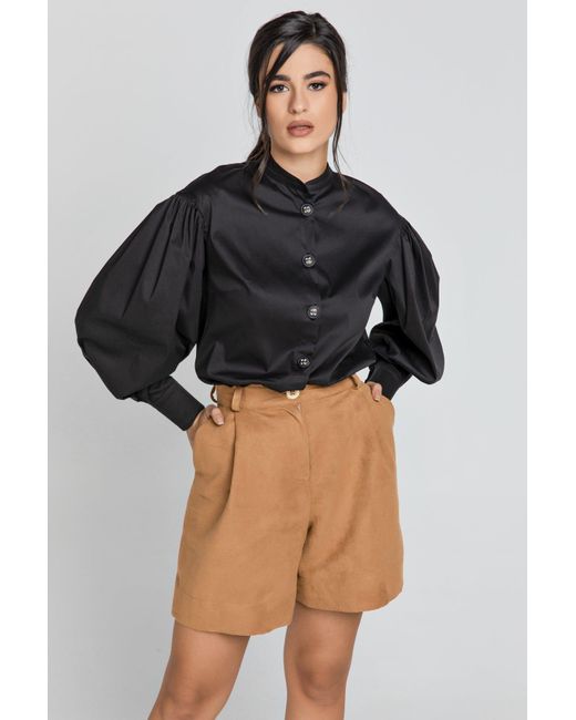 Conquista Natural Taupe Faux Leather Bermuda Shorts