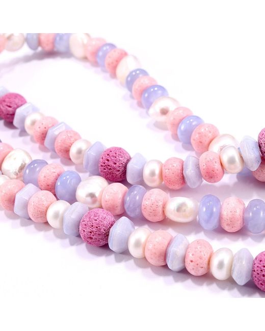 Mineralgems•Studio Pink Candy Necklace With Coral And Chalcedony
