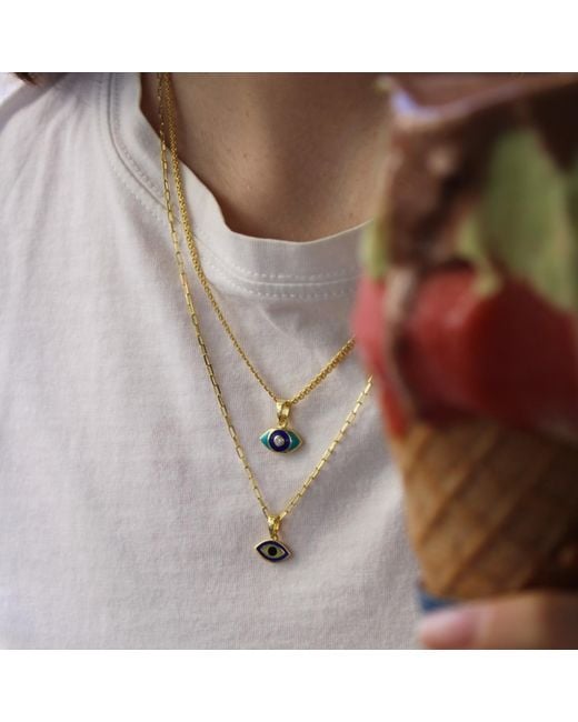 1610Istanbul Metallic Enamel Evil Eye Necklace